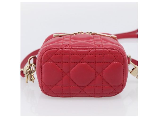 Christian Dior Canage Lady Dior Micro Vanity Bag Lamb Skin Red Gold - vista 11