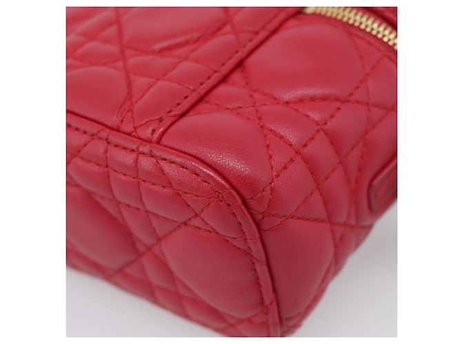Christian Dior Canage Lady Dior Micro Vanity Bag Lamb Skin Red Gold - vista 14