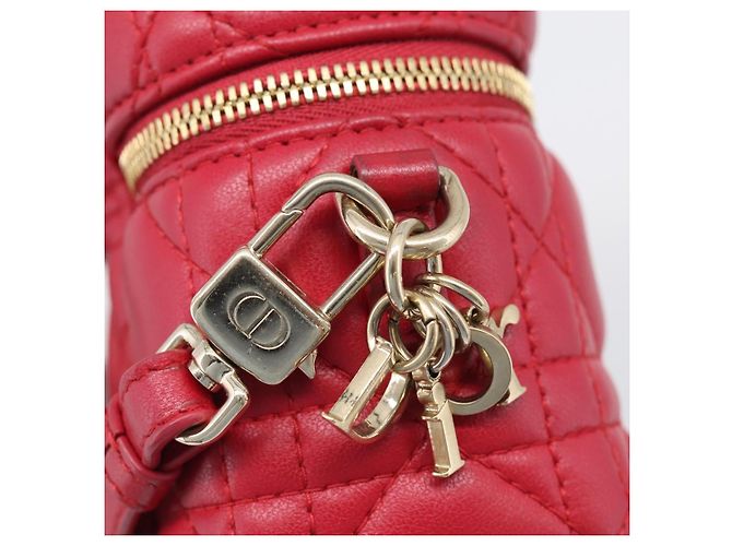 Christian Dior Canage Lady Dior Micro Vanity Bag Lamb Skin Red Gold - vista 16