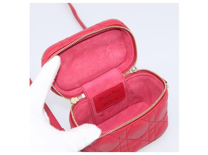 Christian Dior Canage Lady Dior Micro Vanity Bag Lamb Skin Red Gold - vista 18