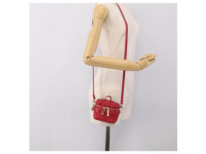 Christian Dior Canage Lady Dior Micro Vanity Bag Lamb Skin Red Gold - vista 24