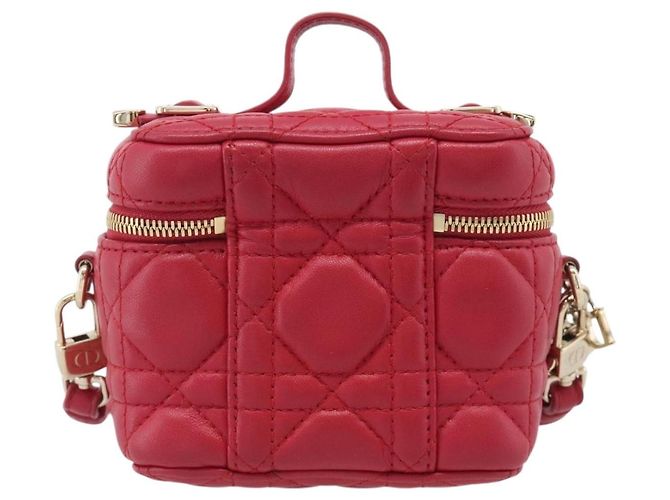 Christian Dior Canage Lady Dior Micro Vanity Bag Lamb Skin Red Gold - vista 3