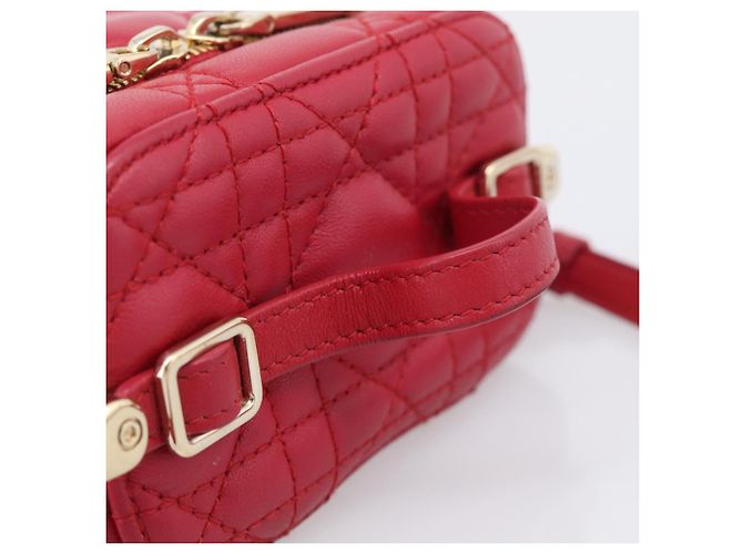 Christian Dior Canage Lady Dior Micro Vanity Bag Lamb Skin Red Gold - vista 7
