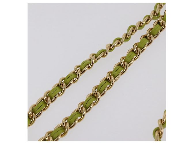 PRADA Bolsa de Ombro com Corrente Nylon Lime Green Gold - vista 10