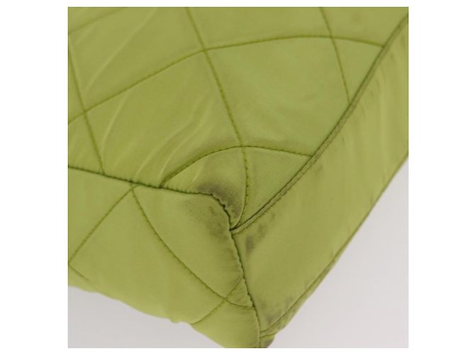 PRADA Bolsa de Ombro com Corrente Nylon Lime Green Gold - vista 12