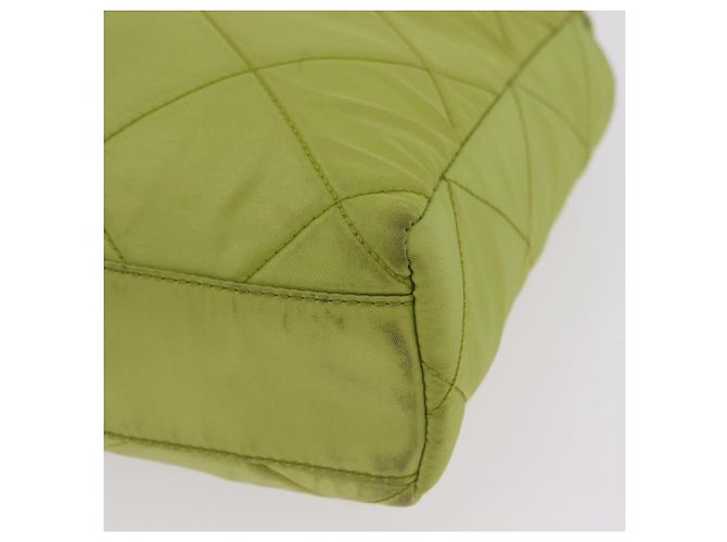 PRADA Bolsa de Ombro com Corrente Nylon Lime Green Gold - vista 13