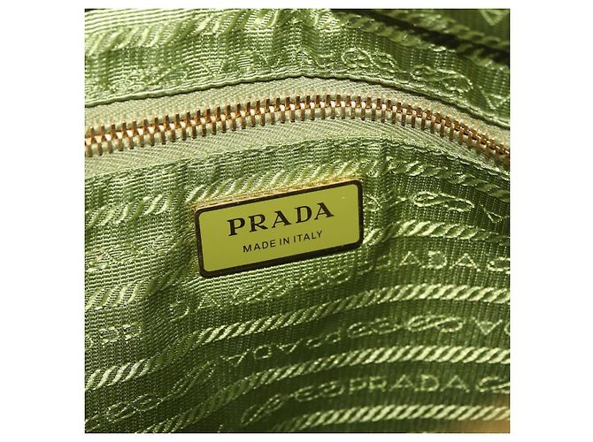 PRADA Bolsa de Ombro com Corrente Nylon Lime Green Gold - vista 20