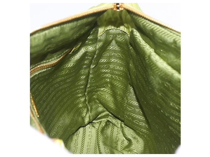 PRADA Bolsa de Ombro com Corrente Nylon Lime Green Gold - vista 22