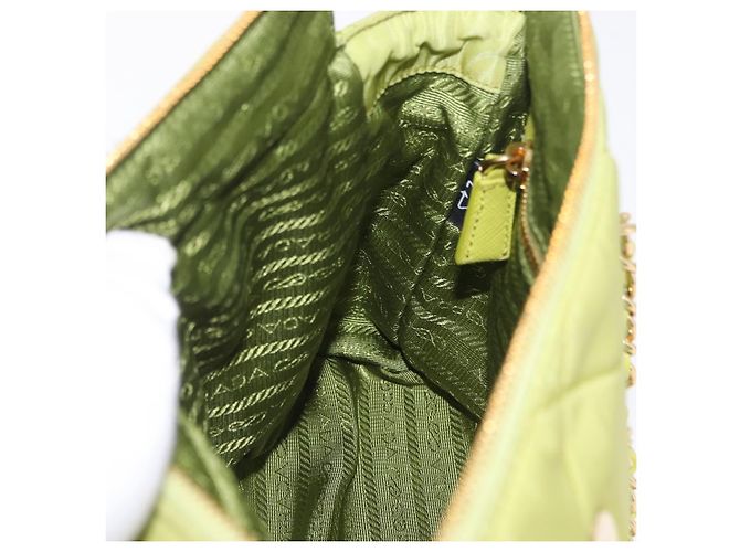 PRADA Bolsa de Ombro com Corrente Nylon Lime Green Gold - vista 23