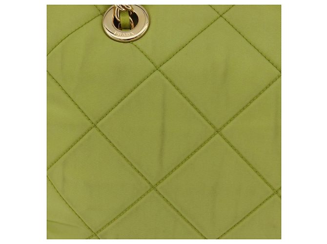 PRADA Bolsa de Ombro com Corrente Nylon Lime Green Gold - vista 4