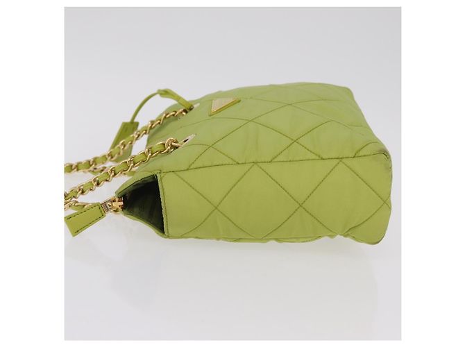 PRADA Bolsa de Ombro com Corrente Nylon Lime Green Gold - vista 6