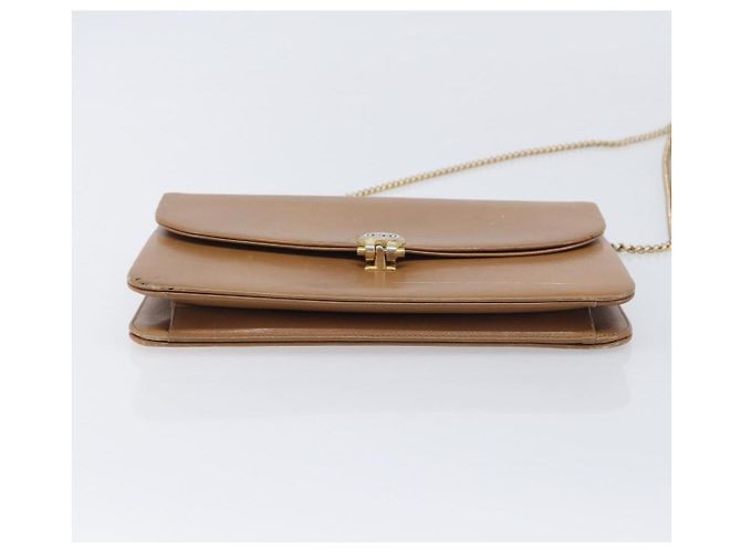 Christian Dior Chain Shoulder Bag Leather Beige Gold - vista 10
