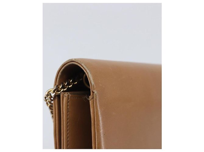 Christian Dior Chain Shoulder Bag Leather Beige Gold - vista 16