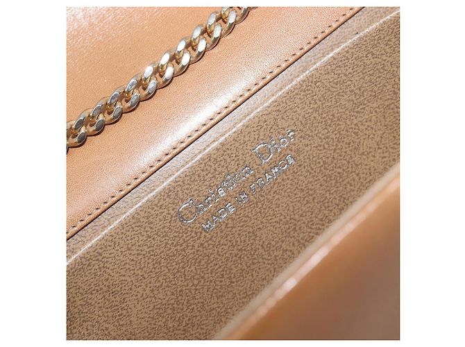 Christian Dior Chain Shoulder Bag Leather Beige Gold - vista 21