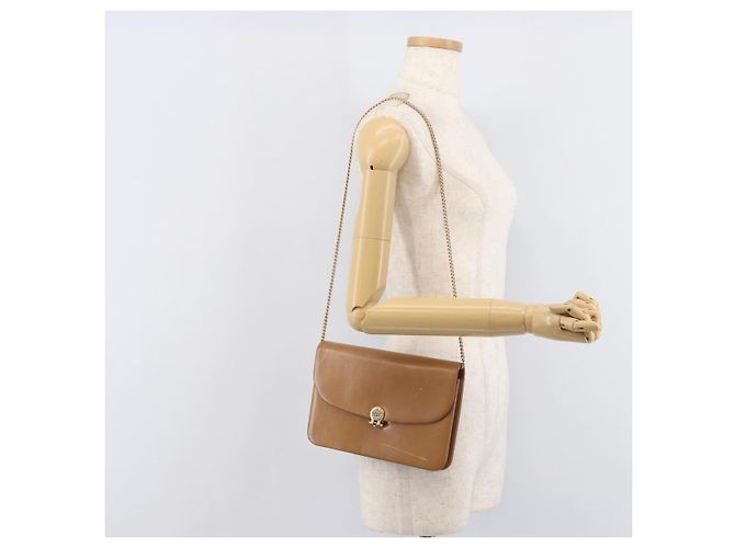 Christian Dior Chain Shoulder Bag Leather Beige Gold - vista 27