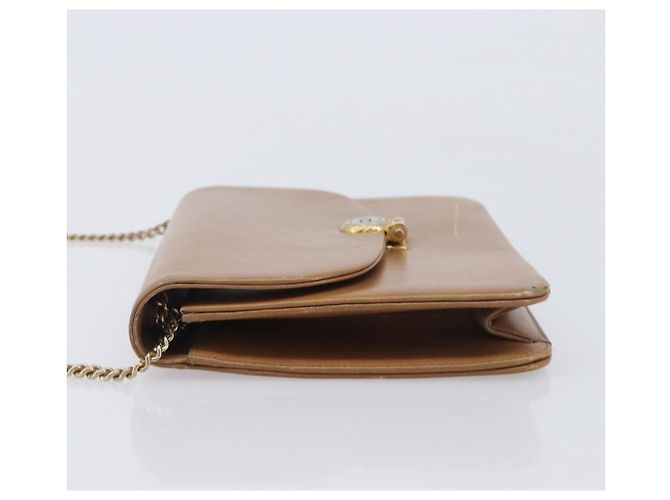 Christian Dior Chain Shoulder Bag Leather Beige Gold - vista 5
