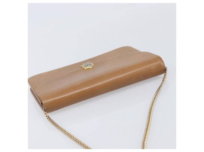 Christian Dior Chain Shoulder Bag Leather Beige Gold - vista 6