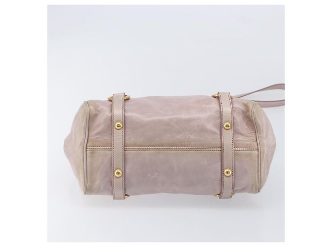 Miu Miu Side ribbon Hand Bag Leather 2way Pink Gold - vista 11