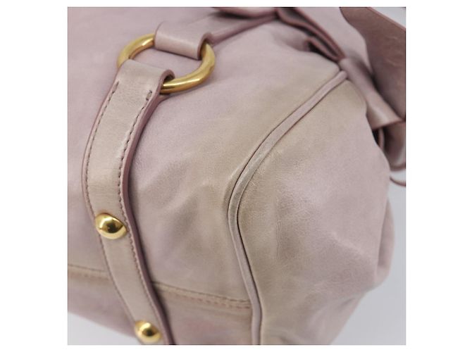 Miu Miu Side ribbon Hand Bag Leather 2way Pink Gold - vista 14