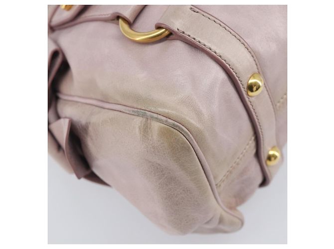 Miu Miu Side ribbon Hand Bag Leather 2way Pink Gold - vista 15