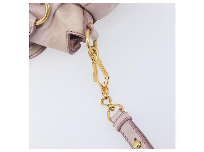 Miu Miu Side ribbon Hand Bag Leather 2way Pink Gold - vista 16