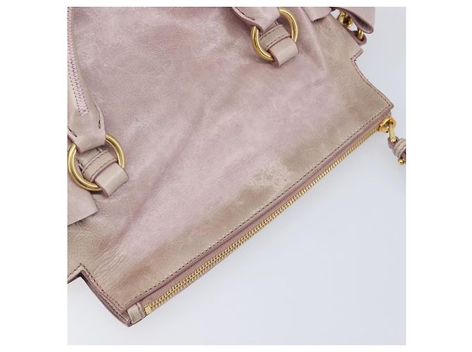 Miu Miu Side ribbon Hand Bag Leather 2way Pink Gold - vista 20