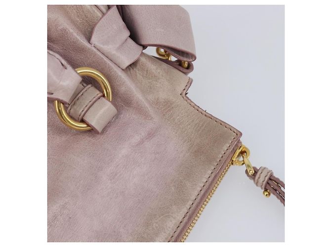 Miu Miu Side ribbon Hand Bag Leather 2way Pink Gold - vista 21