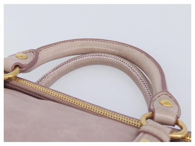 Miu Miu Side ribbon Hand Bag Leather 2way Pink Gold - vista 8