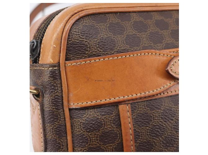 Céline CELINE Macadam Canvas Shoulder Bag PVC Leather Brown Gold - vista 18