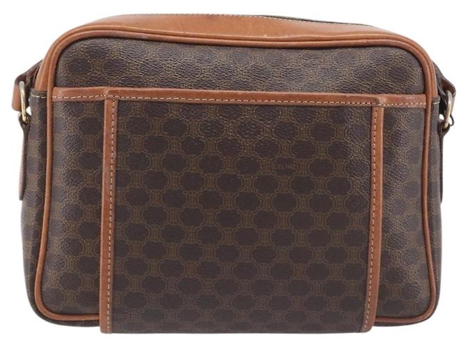 Céline CELINE Macadam Canvas Shoulder Bag PVC Leather Brown Gold - vista 3