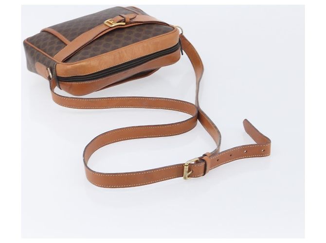 Céline CELINE Macadam Canvas Shoulder Bag PVC Leather Brown Gold - vista 8