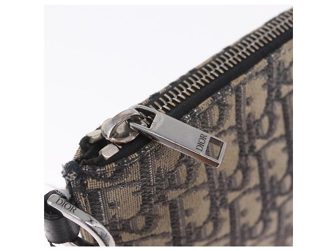 Christian Dior Oblique Clutch Bag Canvas Navy Silver - vista 13