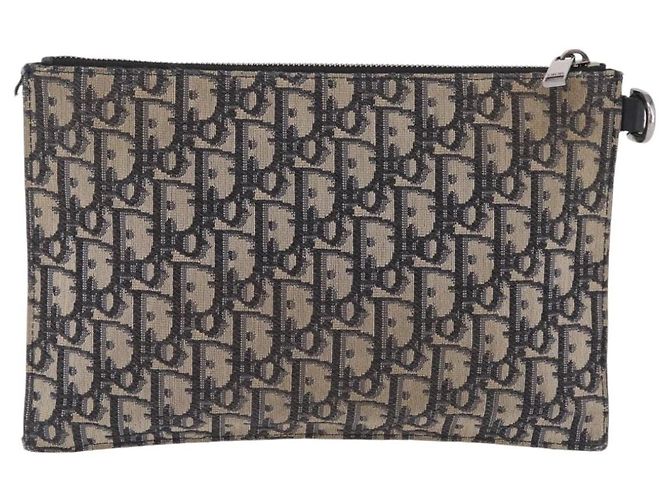 Christian Dior Oblique Clutch Bag Canvas Navy Silver - vista 3