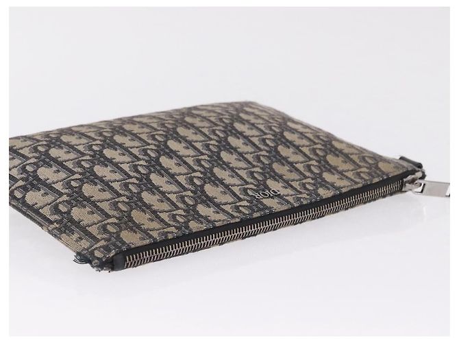 Christian Dior Oblique Clutch Bag Canvas Navy Silver - vista 6