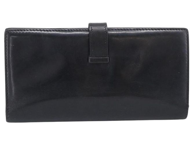 Hermès HERMES Bean Long Wallet Leather Black Gold Tone - vista 3