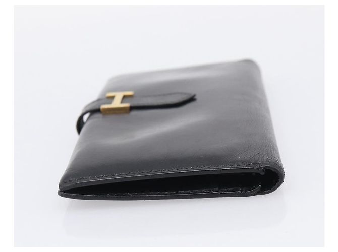 Hermès HERMES Bean Long Wallet Leather Black Gold Tone - vista 5