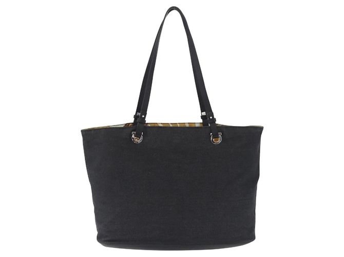 Salvatore Ferragamo Gancini Tote Bag Canvas Black Silver - vista 2