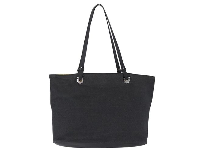 Salvatore Ferragamo Gancini Tote Bag Canvas Black Silver - vista 3