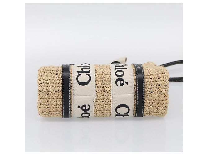 Chloé Chloe Woody Hand Bag Raffia 2way Beige Gold Tone - vista 12