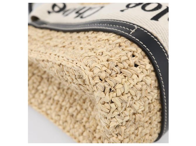 Chloé Chloe Woody Hand Bag Raffia 2way Beige Gold Tone - vista 14