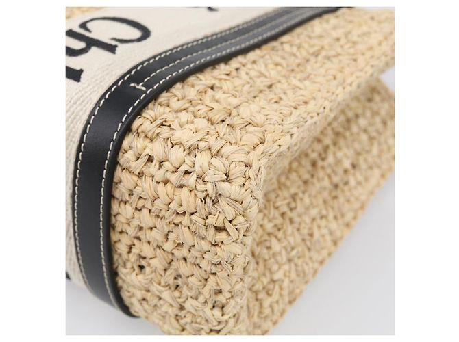Chloé Chloe Woody Hand Bag Raffia 2way Beige Gold Tone - vista 15