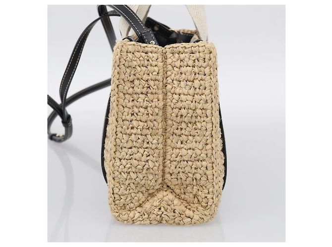 Chloé Chloe Woody Hand Bag Raffia 2way Beige Gold Tone - vista 5