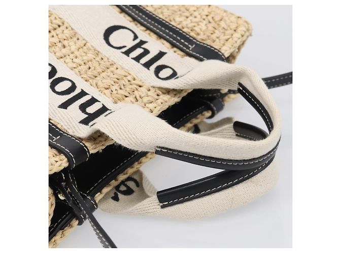 Chloé Chloe Woody Hand Bag Raffia 2way Beige Gold Tone - vista 7