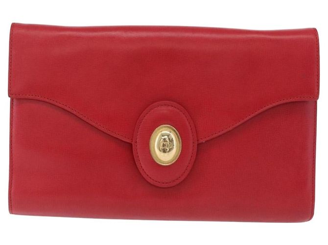 Christian Dior Shoulder Bag Leather Red Gold Tone - vista 2