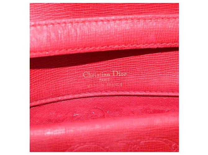 Christian Dior Shoulder Bag Leather Red Gold Tone - vista 21