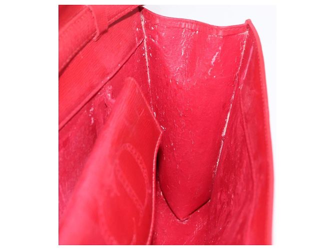 Christian Dior Shoulder Bag Leather Red Gold Tone - vista 23