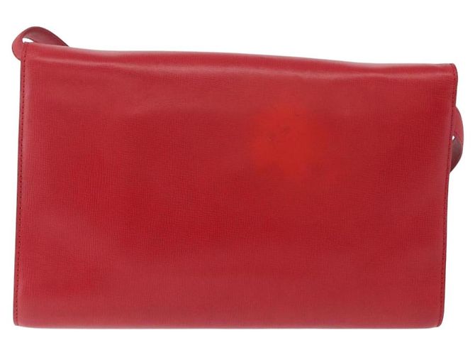 Christian Dior Shoulder Bag Leather Red Gold Tone - vista 3