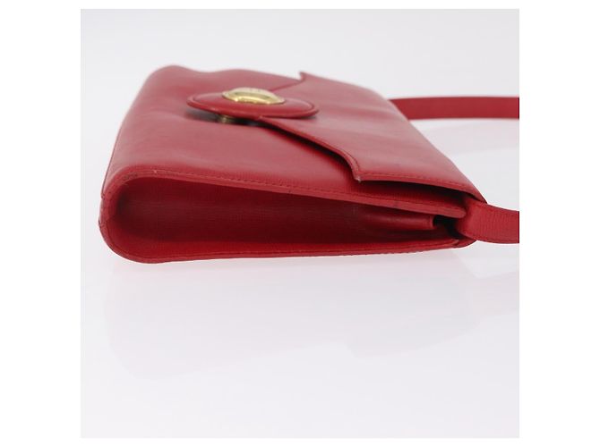 Christian Dior Shoulder Bag Leather Red Gold Tone - vista 5