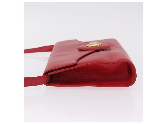 Christian Dior Shoulder Bag Leather Red Gold Tone - vista 6