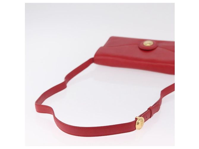 Christian Dior Shoulder Bag Leather Red Gold Tone - vista 8